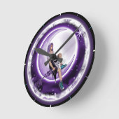 Lila Kinderuhr Runde Wanduhr (Winkel)