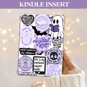 Lila Kindle Insert Girlie Spooky Bookghost Feiertagskarte