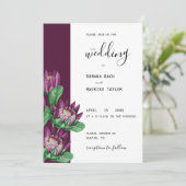 Lila King Protea Einladung (Stehend Vorderseite)