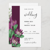 Lila King Protea Einladung (Vorne/Hinten)