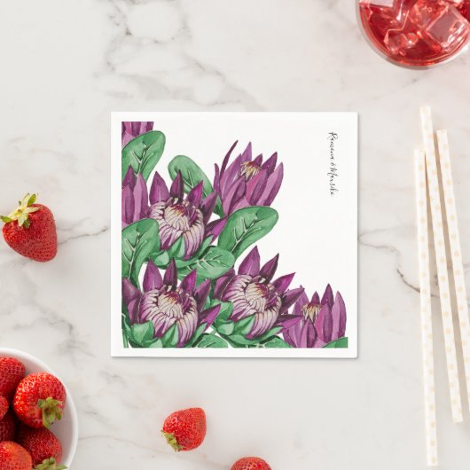 Lila King Protea Serviette (Beispiel)