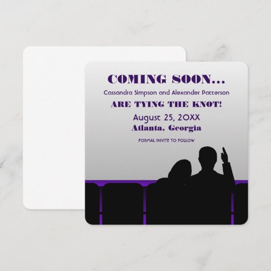 Lila Kino Save the Date (Vorne/Hinten)