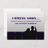 Lila Kino Save the Date Postkarte (Vorne/Hinten)