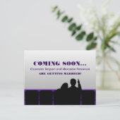 Lila Kino Save the Date Postkarte (Stehend Vorderseite)