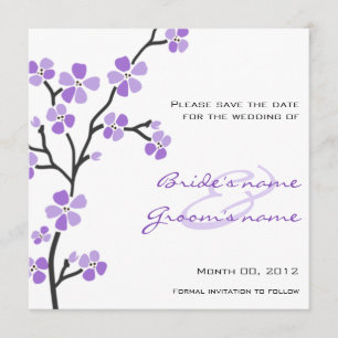 Lila Kirschblossom Speichern Sie die Datumskarten Save The Date