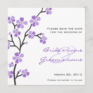 Lila Kirschblossom Speichern Sie die Datumskarten Save The Date