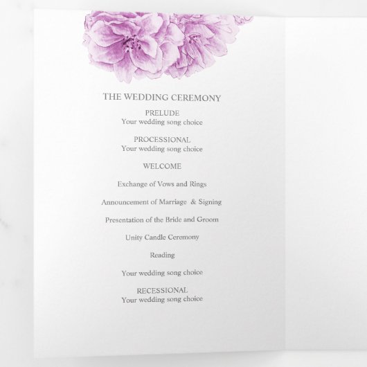 Lila Kirschblüte Aquarell Tri-Falten Programm (Innen Erste Seite)