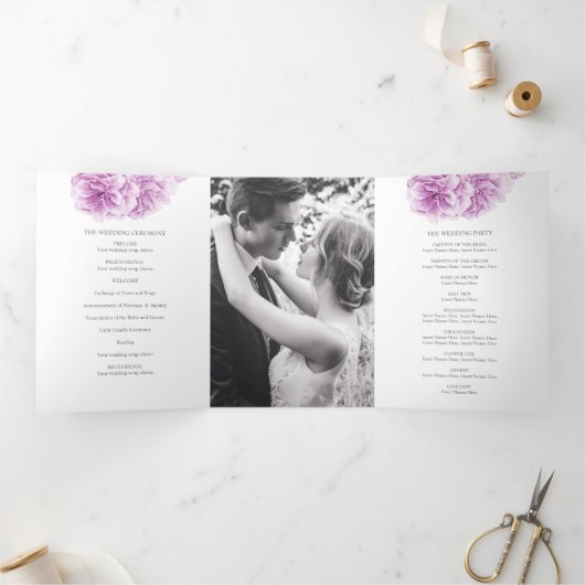 Lila Kirschblüte Aquarell Tri-Falten Programm (Innenseite)