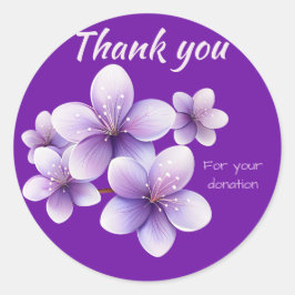 Lila Kirschblüten Danke für Ihre Spende Runder Aufkleber