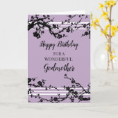 Lila Kirschblüten Godmutter Geburtstag Karte (Gelbe Blume)