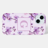 lila Kirschblüten personalisierte Monogramm Case-Mate iPhone Hülle (Rückseite (Horizontal))
