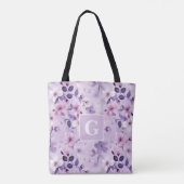 Lila Kirschblüten personalisierte Monogramm Tasche (Rückseite)