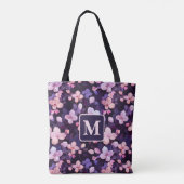 Lila Kirschblüten personalisierte Monogramm Tasche (Rückseite)