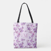 lila Kirschblüten personalisierte Monogramm Tasche (Rückseite)