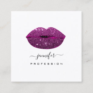 Lila KISS LIPS Makeup Künstler White Social Media Quadratische Visitenkarte