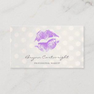 Lila Kiss Lips mit Golden Bokeh Dots Makeup Visitenkarte