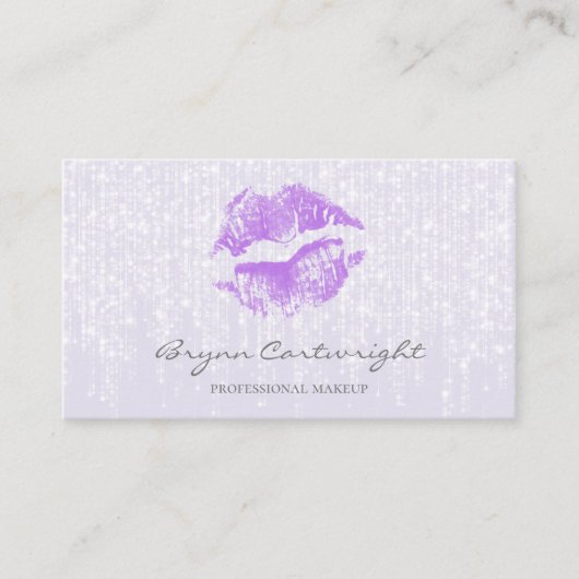 Lila Kiss Lips mit subtilen Twinkle Lights Makeup Visitenkarte (Vorderseite)