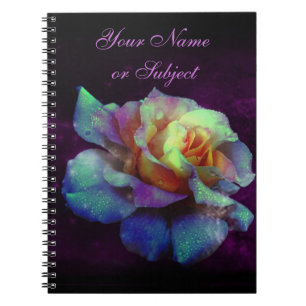 Lila Kissed Turquoise Rainbow Rose Notebook Notizblock