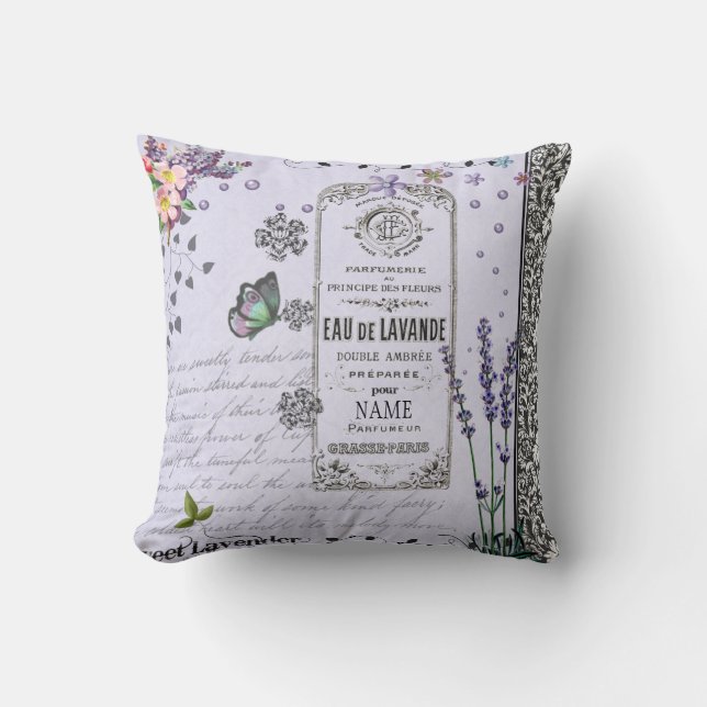 Lila Kissen der Vintagen Lavendel-Collage (Vorderseite)