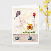 Lila Kite Blume Grußkarte Karte (Gelbe Blume)