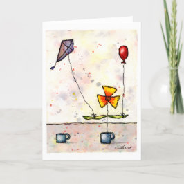 Lila Kite Blume Grußkarte Karte