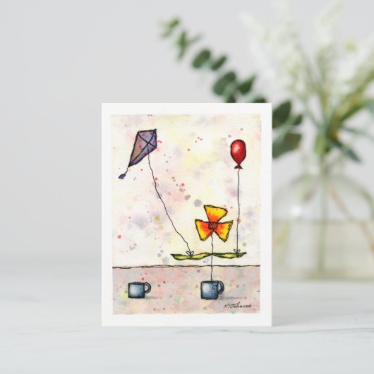 Lila Kite Blume Postkarte (Stehend Vorderseite)