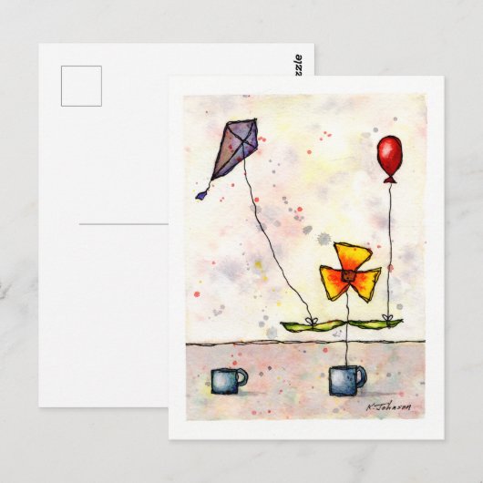 Lila Kite Blume Postkarte (Vorne/Hinten)