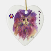 LILA KITTEN, KITTKATASTRAIT, Amethyst Gemstone Keramikornament (Rechts)
