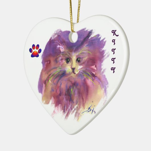 LILA KITTEN, KITTKATASTRAIT, Amethyst Gemstone Keramikornament (Links)