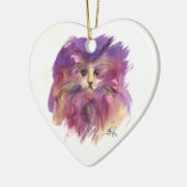 LILA KITTEN, KITTY CAT PORTRAIT Amethyst Edelstein Keramik Ornament (Links)