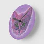 Lila Kitten Runde Wanduhr (Winkel)