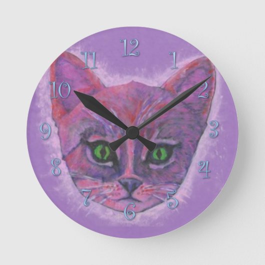 Lila Kitten Runde Wanduhr (Vorderseite)