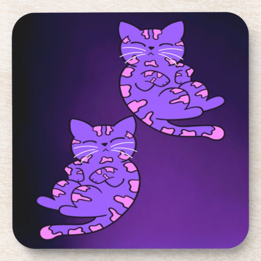Lila Kitten Twins 2 Getränkeuntersetzer (Vorderseite)