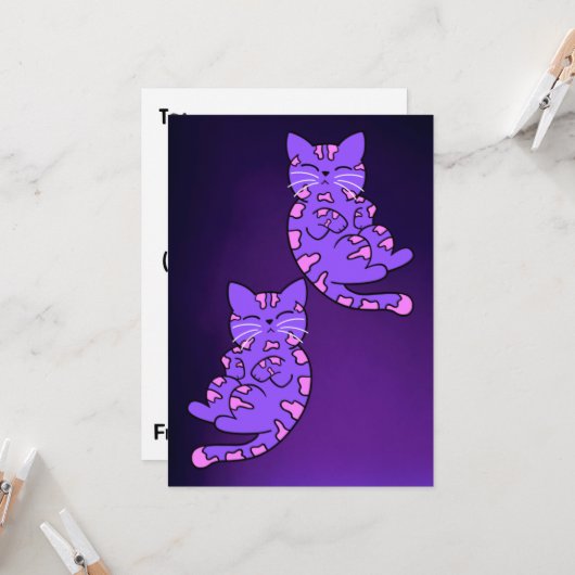 Lila Kitten Twins 2 Karte (Vorderseite/Rückseite Beispiel)