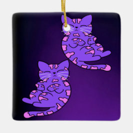 Lila Kitten Twins 2 Keramikornament