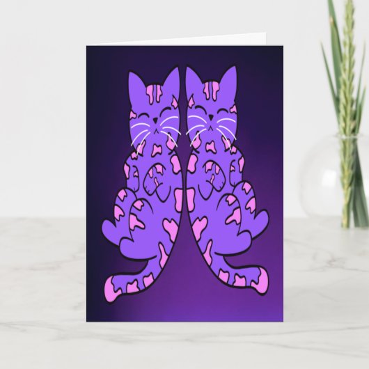 Lila Kitten Twins Karte (Vorderseite)