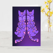 Lila Kitten Twins Karte (Gelbe Blume)