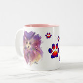 LILA KITTKATASTROPHENPORTRAL MIT FARBEN PAWS ZWEIFARBIGE TASSE (Vorderseite Links)
