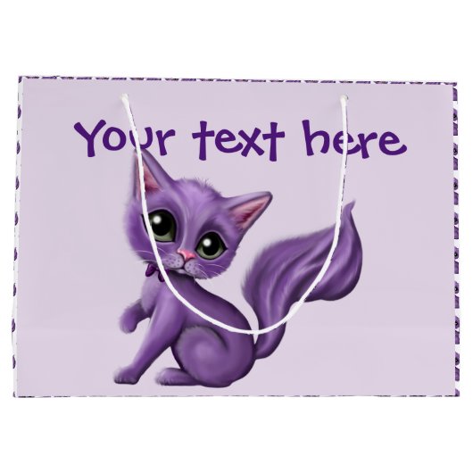 Lila Kitty-große Geschenk-Tasche Große Geschenktüte (Rückseite)