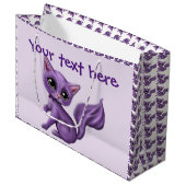 Lila Kitty-große Geschenk-Tasche Große Geschenktüte (Vorderseite Schrägansicht)