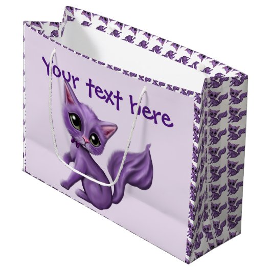 Lila Kitty-große Geschenk-Tasche Große Geschenktüte (Vorderseite Schrägansicht)