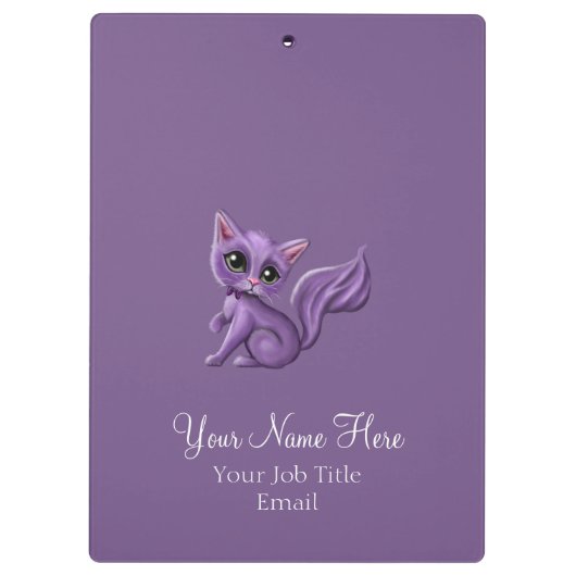 Lila Kitty personalisiert Klemmbrett (Rückseite)