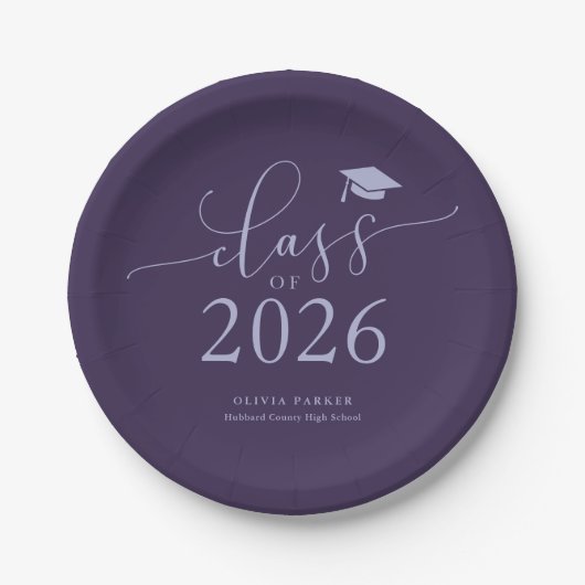Lila Klasse 2025 Absolventin Pappteller (Vorderseite)
