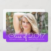 Lila Klasse des horizontalen Fotos Abschluss 2017 Einladung (Vorne/Hinten)