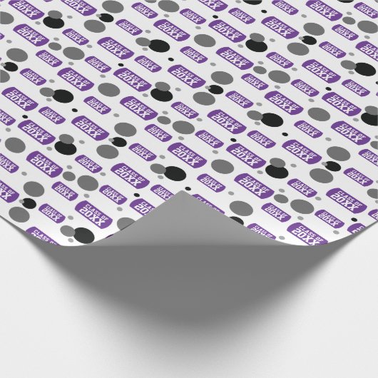 Lila "Klasse von" Dog-Tag- und Dotmuster Geschenkpapier (Ecke)