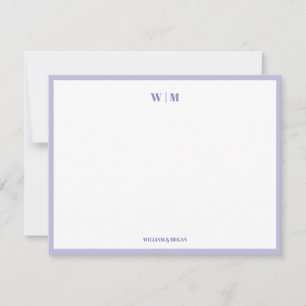 Lila Klassiker Monogramm Benutzerdefinierte Hochze Mitteilungskarte