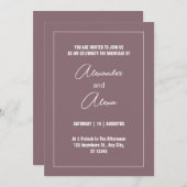 Lila klassische, einfache Kalligraphie minimalisti Einladung (Vorne/Hinten)