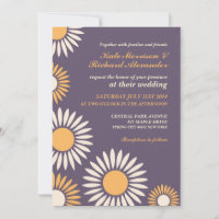 Lila klassische Retro-Sonnenblumen-Hochzeitseinlad