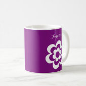 Lila, klassische Tasse mit weißer Blume (VorderseiteRechts)