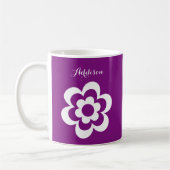 Lila, klassische Tasse mit weißer Blume (Links)